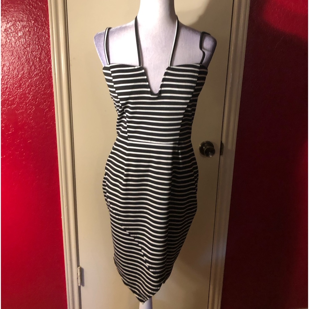 Knight Angel Sleeveless Striped Asymmetrical Dress
